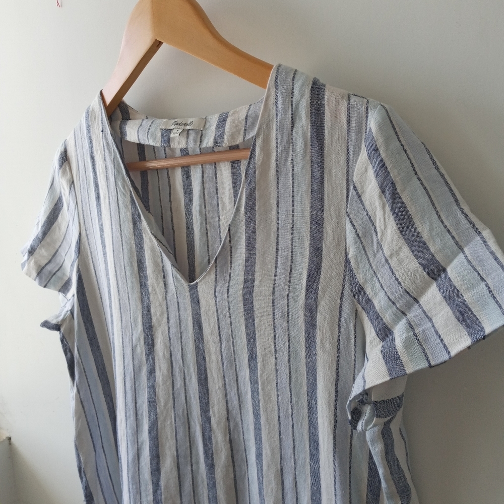 Madewell S Linen Side-Button Easy Dress - Picture 6 of 12